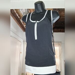 Blanc Noir Black and White Tank Top With Reflective Stripe On Back